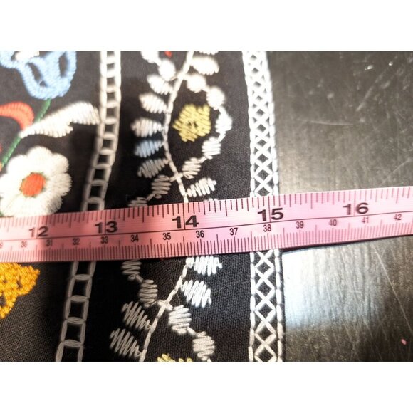 Zara BBWM Black Floral Embroidered Bohemian Mini Skirt Large - Picture 7 of 8